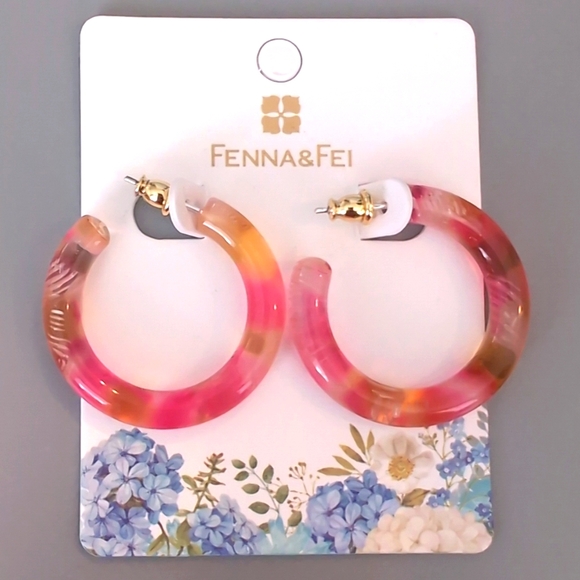 Fenna & Fei Jewelry - Pink Orange Hoops - Lightweight